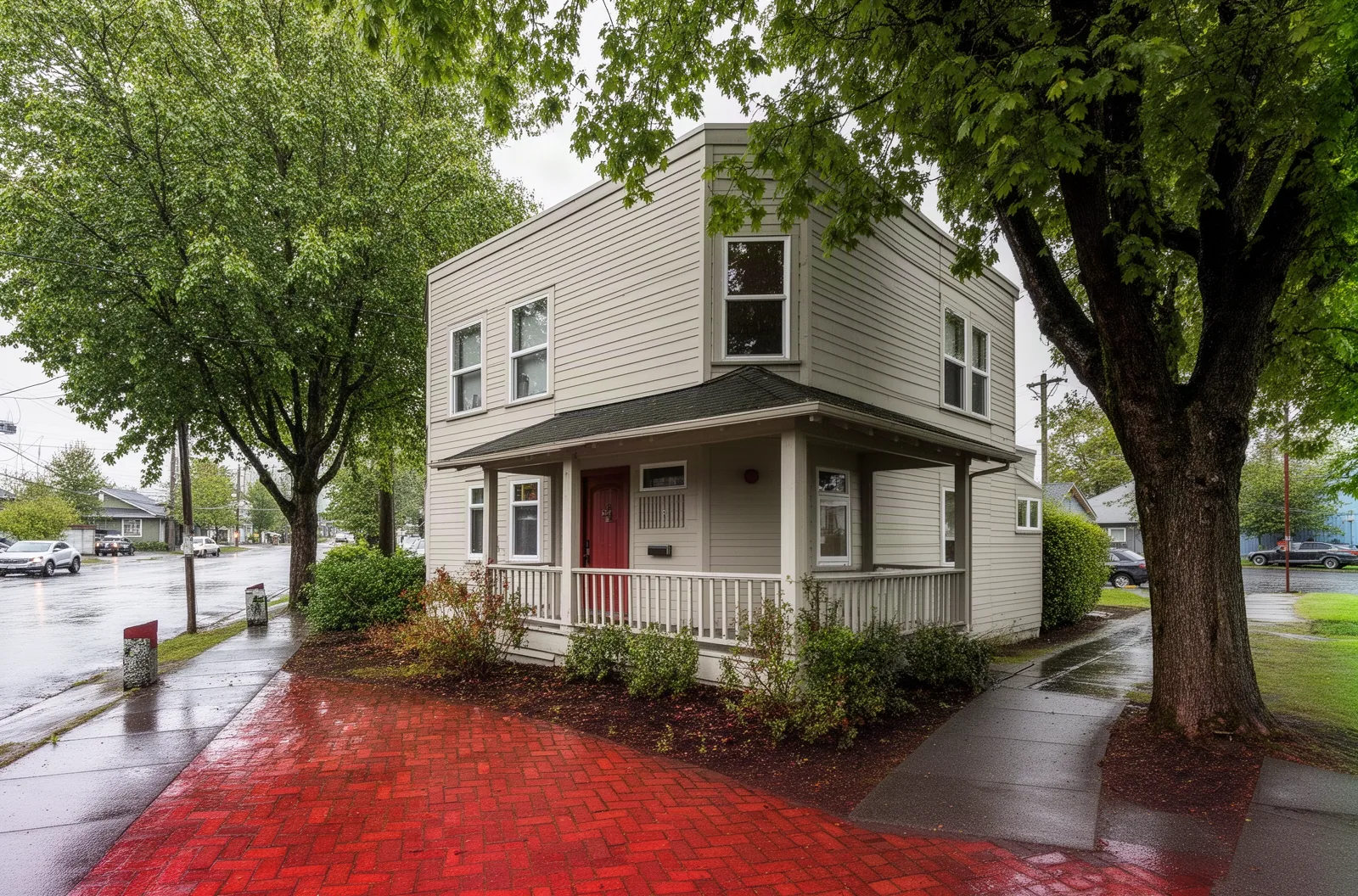 Seattle box house with porch in Ballard neighborhood