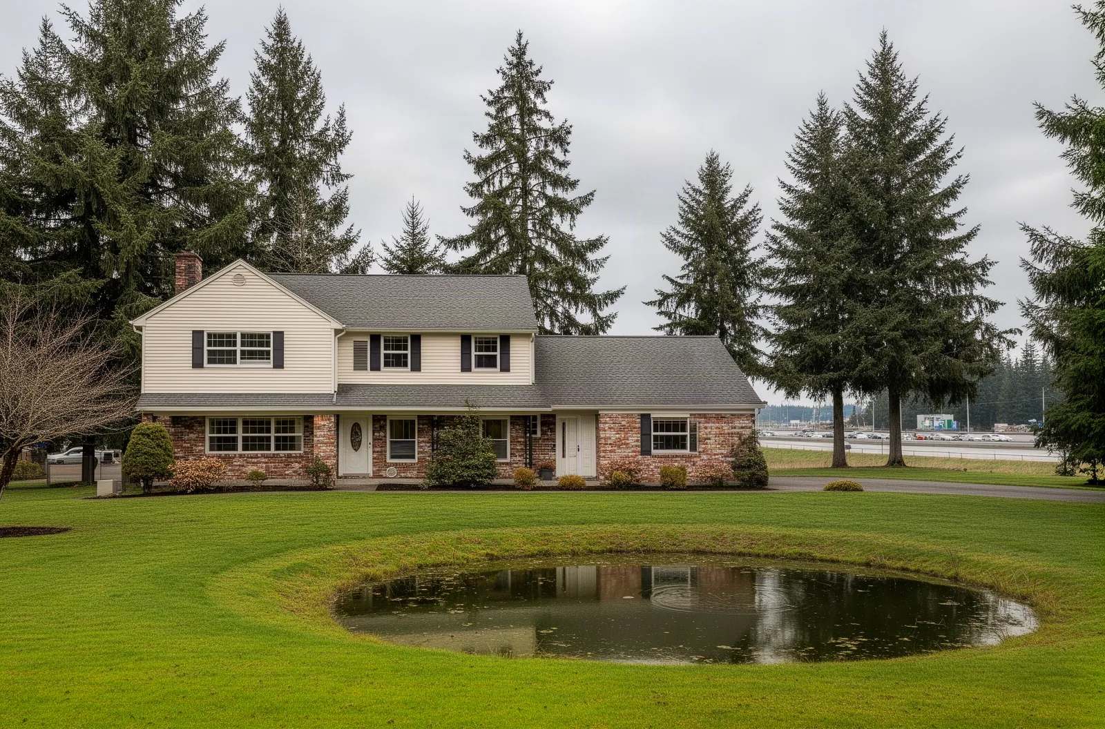 Colonial home with kettle pond in Federal Way