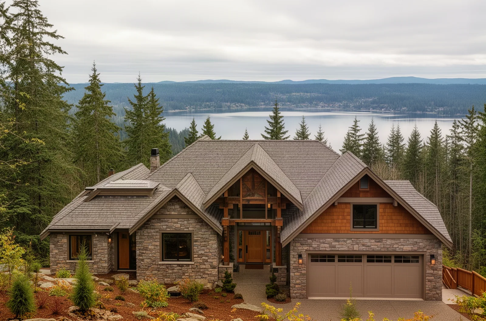 Custom home on Sammamish plateau with ravine view